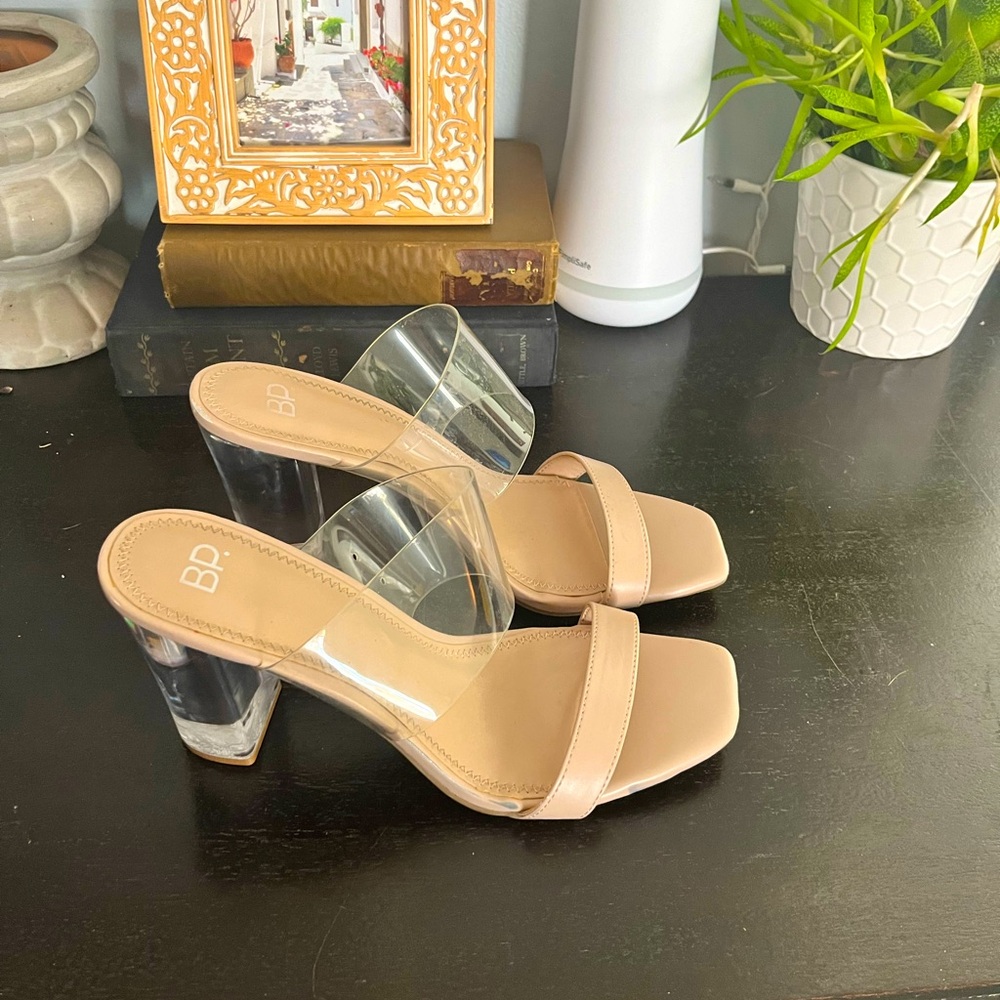 BP Cream & Clear Heeled Sandals